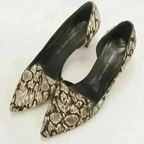 10 Derek Crosby Lam Abstract Animal Print Calf Pony Hair D’Orsay Heels - Picture 6 of 8